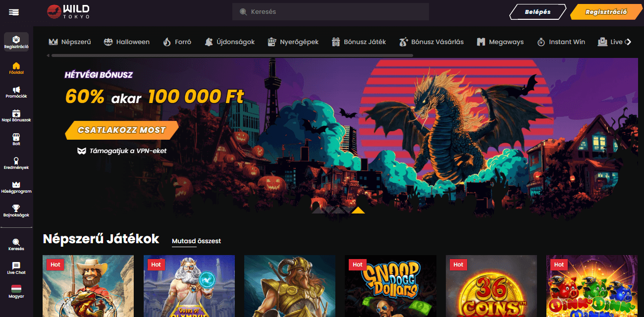 Élő Fogadás - Wild Tokyo Casino