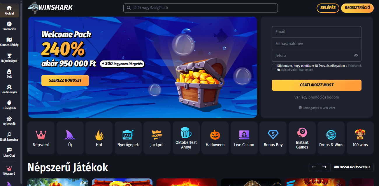 Élő Fogadás a Winshark Casino