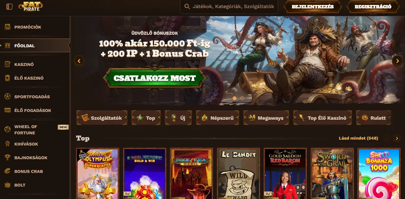 Bitcoin kaszinó FatPirate