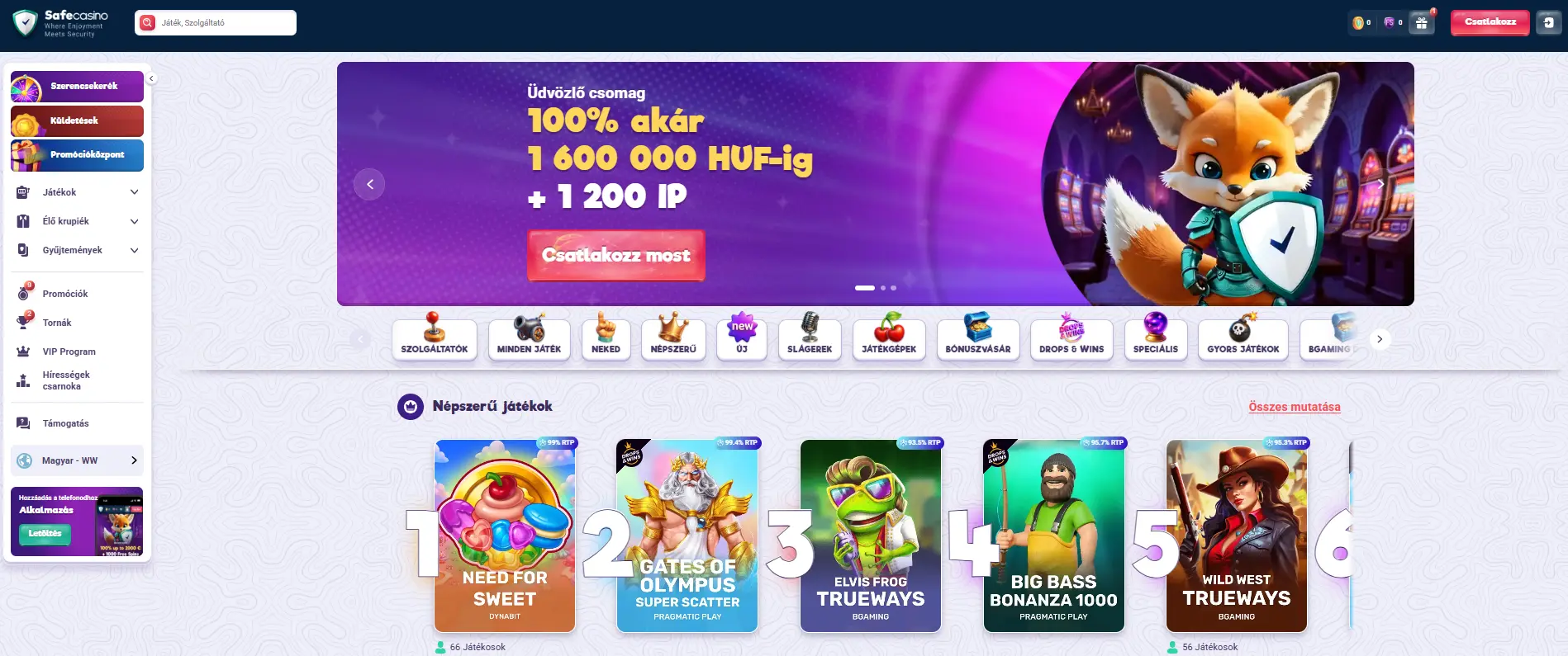 SafeCasino - legjobb bitcoin kaszinó online